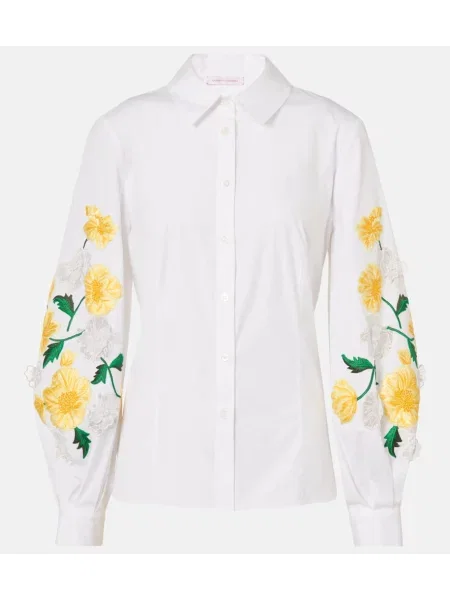 Cămașă Carolina Herrera cu model floral din poplin alb