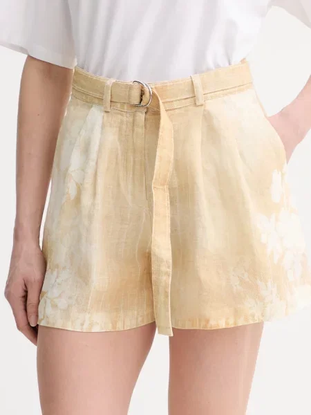 Lniane szorty z lnu Ermanno Firenze beżowe