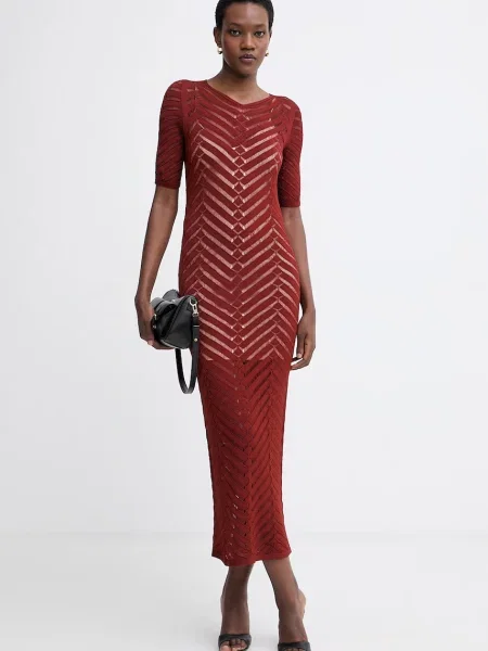 Twinset rochie de vară cu vâscoză maro