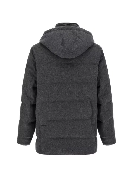 Matlasat geacă parka Brunello Cucinelli de lână gri