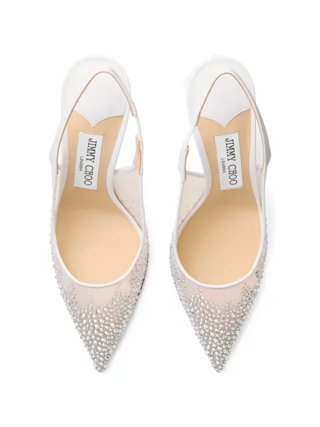 Pantofi cu toc Jimmy Choo de cristal alb