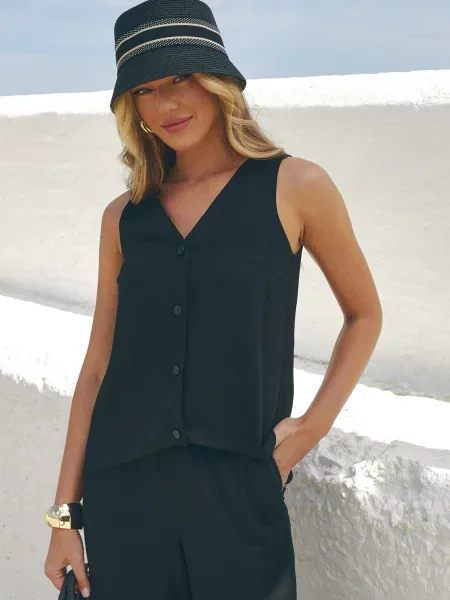 Жилет Seventeen льон/віскоза чорний