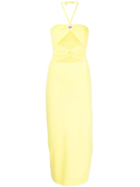 Sukienka Solid & Striped w paski z dekoltem halter garniturowa żółta