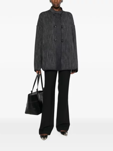 Μπουφάν Emporio Armani με μοτίβο ψαροκόκαλο διπλόκουμπα μπλε