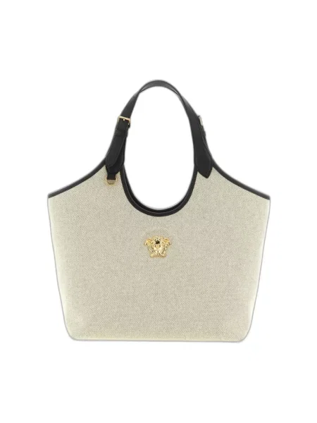 Shopperka Versace skórzana beżowa