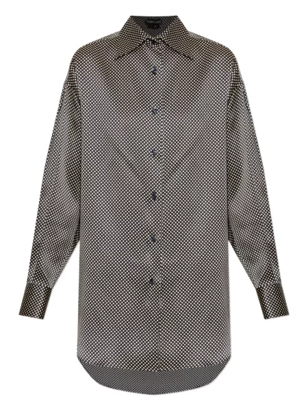 Cămașă Tom Ford cu buline lungă negru