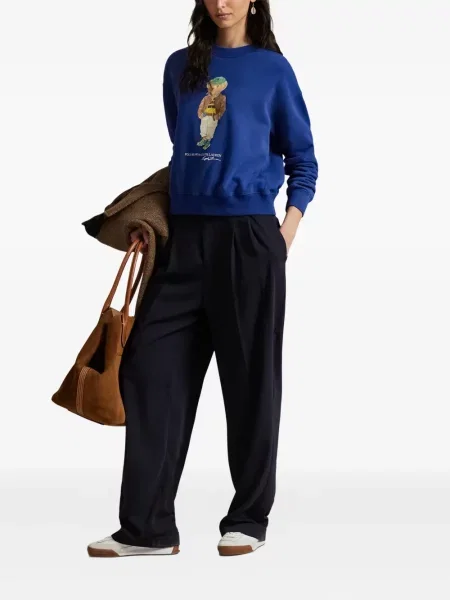 Briaunotas pusiau užtrauktukas zomšinės bokseriai Polo Ralph Lauren balta