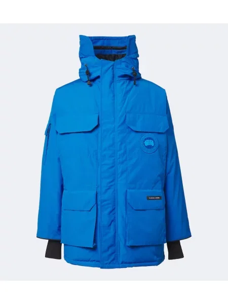 Péřová bunda Canada Goose s kapucí modrá