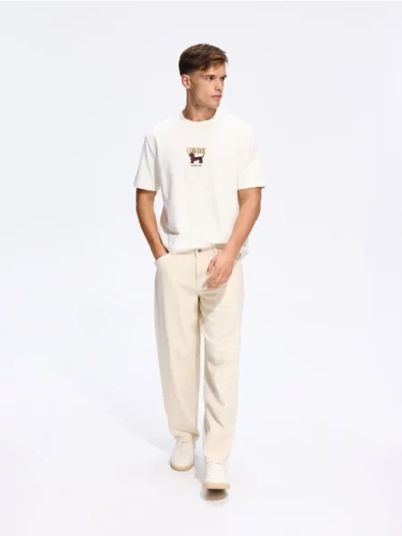 Reserved Pantaloni barrel cu lyocell crem