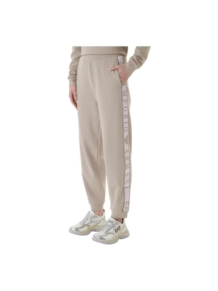 Spodnie Emporio Armani Ea7 z dżerseju beżowe