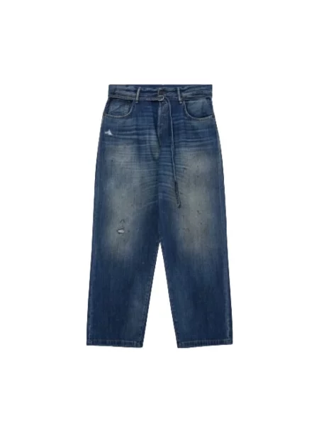 Jeansy Acne Studios skórzane niebieskie