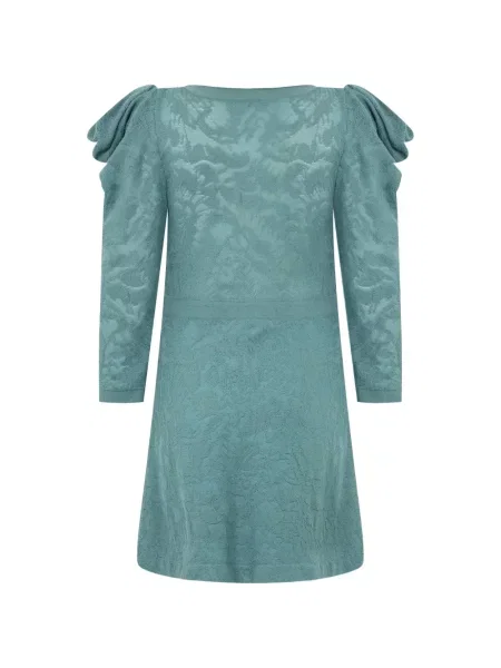 Rochie mini Alberta Ferretti de lână cu volane albastru