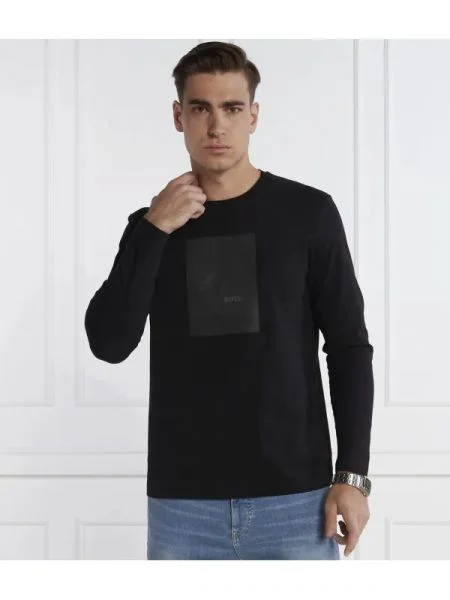 Tricou mânecă lungă Boss Green cu lentilă oglindă negru