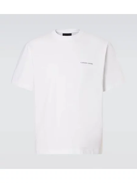 Tricou Canada Goose din jerseu cu autograf alb