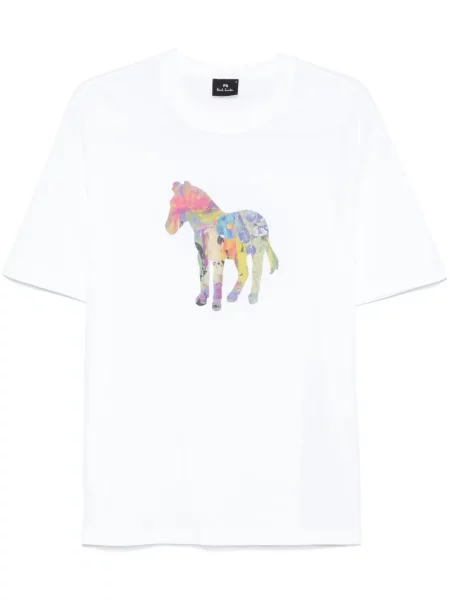 Tricou Ps Paul Smith cu model zebră alb