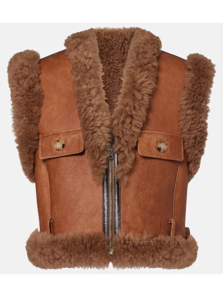 Vestă Chloé din piele maro