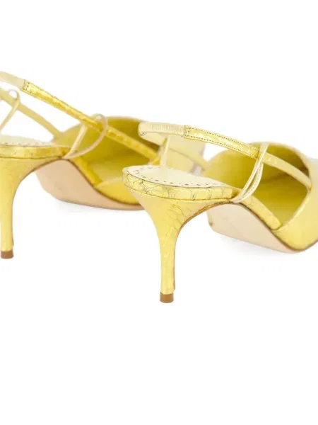 Pantofi cu toc Manolo Blahnik slingback auriu
