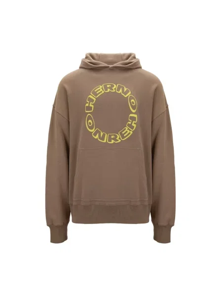 Bluza z kapturem Herno z kapturem z logo brązowa