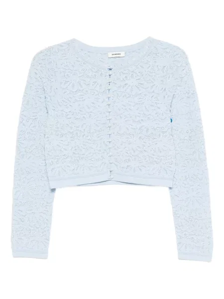 Cardigan Sandro cu model floral albastru