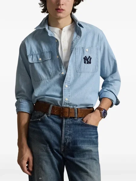 Șapcă Polo Ralph Lauren cu decolteu în V cu autograf în carouri albastru