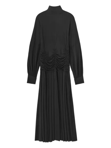 Rochie midi Ganni plisată până la genunchi de costum negru