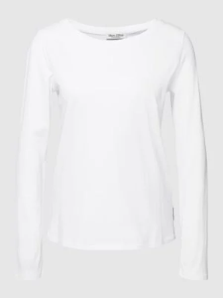 Bluzka z długim rękawem z bawełny z detalem z logo Marc O'polo biała