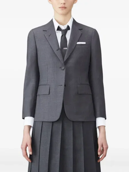 Geacă Thom Browne de lână plisată gri