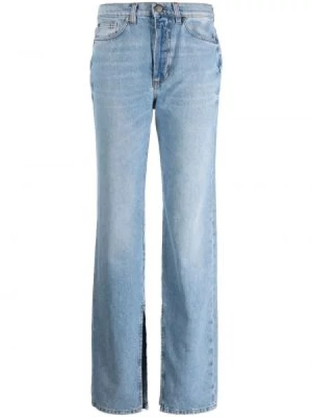 Blugi drepți Twinset cu talie înaltă albastru