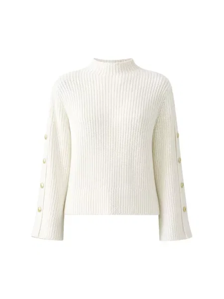 Lniany sweter z golfem Twinset beżowy