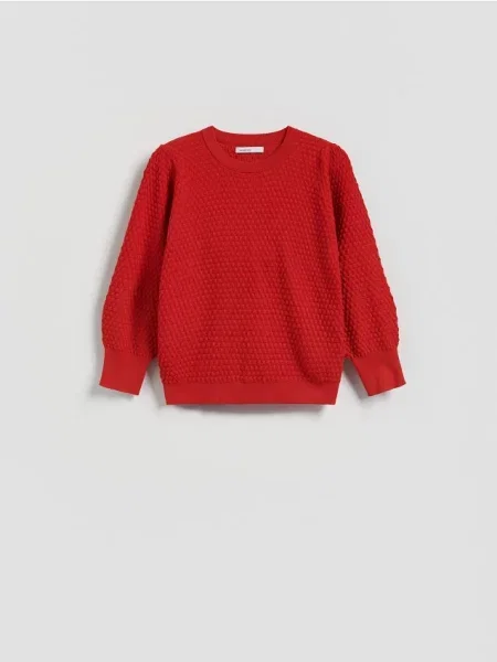 Reserved Pulover cu mâneci bufante roșu
