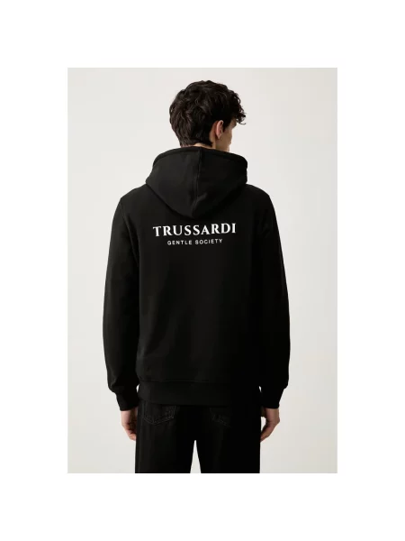 Bluza z kapturem Trussardi z kapturem z logo ze sznurkiem czarna