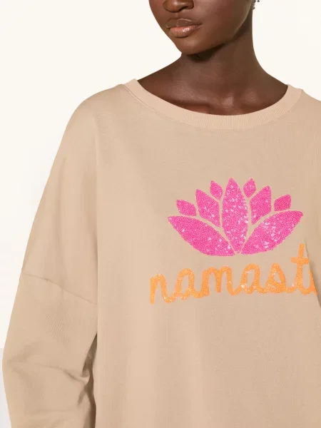 Miss Goodlife Oversized Mikiny S Flitry / neonově růžová / neonově oranžová béžová