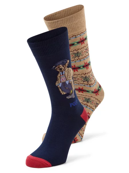 Skarpety z motywem misia w zestawie 2 szt. Polo Ralph Lauren Underwear niebieskie