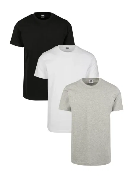 Urban Classics Tricou / negru / gri deschis alb
