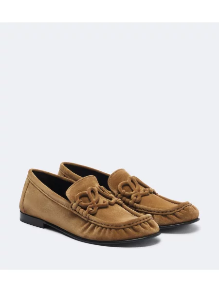 Pantofi loafer Loewe din piele de căprioară maro