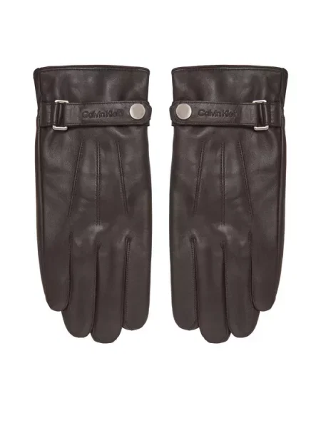 Calvin Klein rokavice Logo Strap rjava