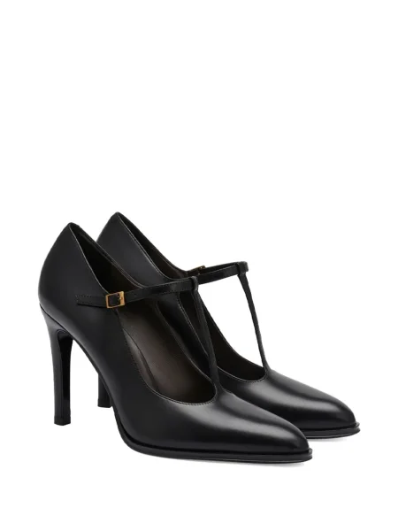 Pantofi cu toc Potamy din piele cu bretele negru