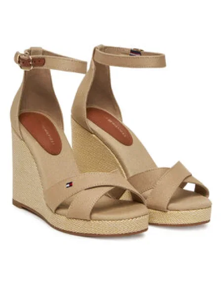 Tommy Hilfiger Sandály Flag High Wedge Espad Crisscross béžová