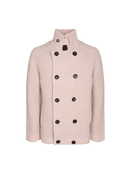 Sweter Ballantyne wełniany dwurzędowy beżowy