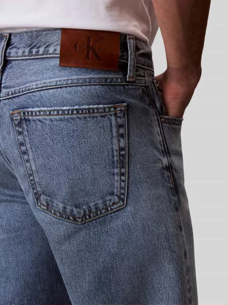 Jeansy o kroju straight fit z czystej bawełny Calvin Klein Jeans niebieskie