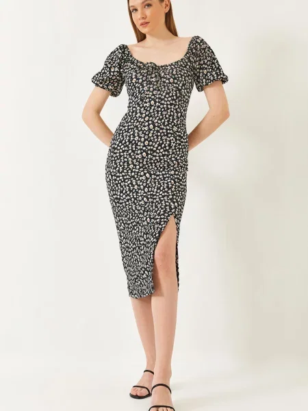 Bianco Lucci Rochie de vară maro / verde deschis / negru alb