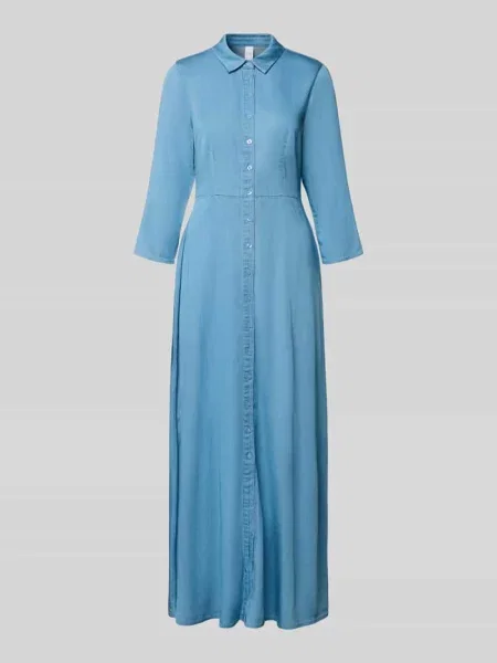 Długa sukienka z mieszanka lyocellu krój regular fit model SAVANNA' Y.a.s niebieska