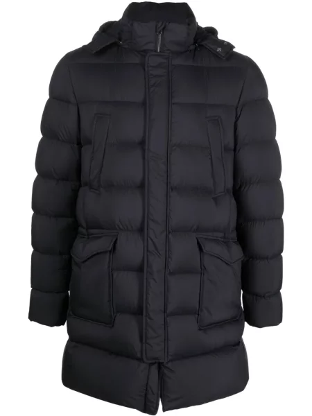 Пухено яке Herno с качулка синьо