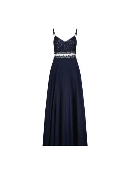 Maksi sukienka wieczorowa V.m. z cekinami w kształcie litery A niebieska
