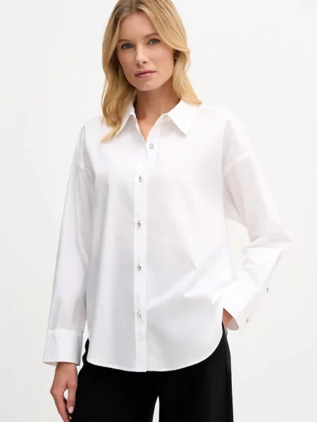 Dkny cămașă din cu guler clasic regular alb