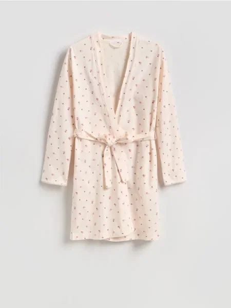 Reserved Halat de casă cu model și cordon nude