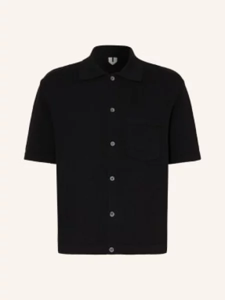 Arket Koszulka Z Dzianiny Smog Comfort Fit schwarz czarna