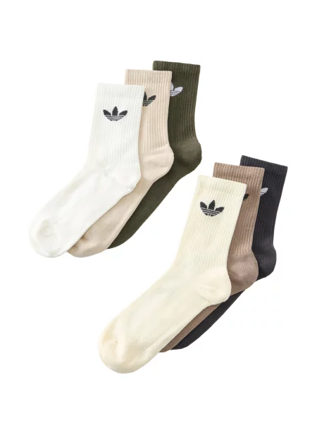 ADIDAS ORIGINALS Șosete TREFOIL CREW SOCK CUSHION 6 PAIR bej / crem / oliv alb