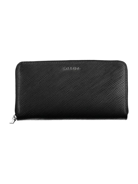 Lniany portfel Calvin Klein czarny