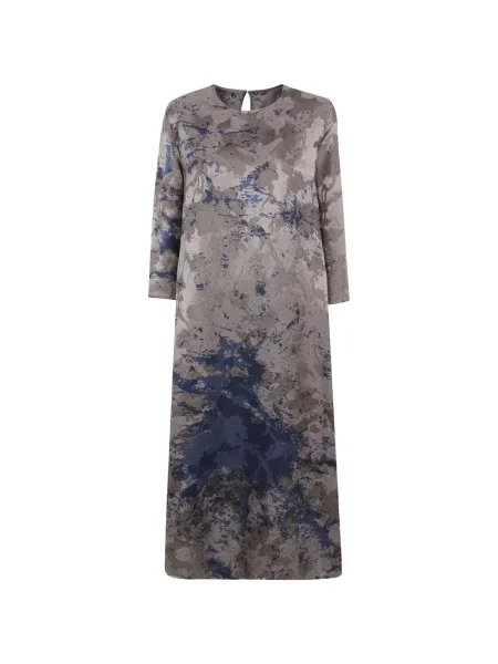Rochie maxi Uma Wang cu imprimeu abstract din jacard gri